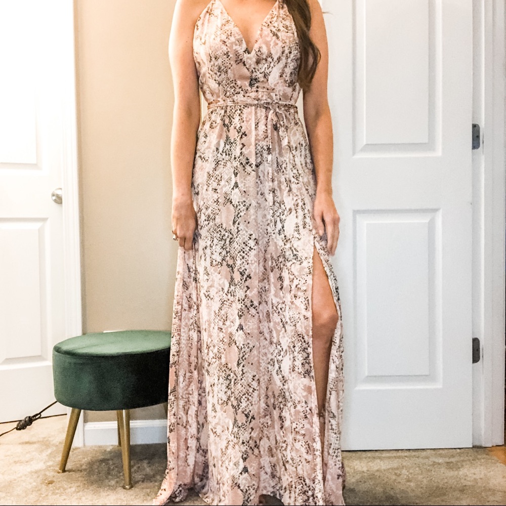 Blush Python Faux Wrap Dress | Small